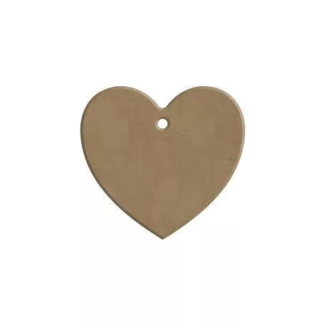 Gomille MDF dekoráció 6 mm - Szív - Heart (with hole) 7x6cm  - Wood decoration (1 db)