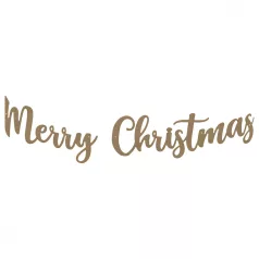   Gomille MDF dekoráció 6 mm - Füzér Boldog karácsonyt (Eng) - Garland Merry Christmas (Eng) + Rope 180x16cm - Wood decoration (1 db)