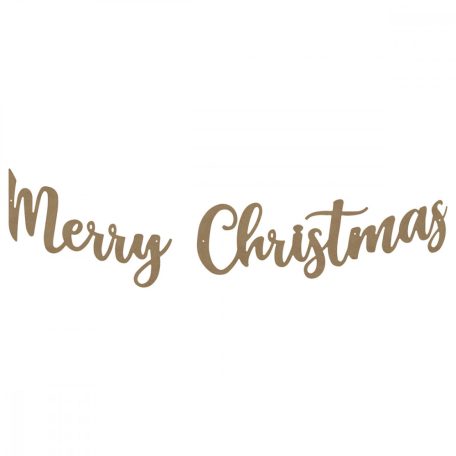 Gomille MDF dekoráció 6 mm - Füzér Boldog karácsonyt (Eng) - Garland Merry Christmas (Eng) + Rope 180x16cm - Wood decoration (1 db)