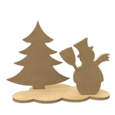   Gomille MDF dekoráció - Set Deco 3D Christmas Tree / Snowman - Wood decoration (1 db)