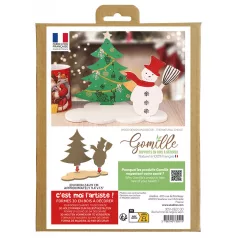   Gomille MDF dekoráció - Set Deco 3D Christmas Tree / Snowman - Wood decoration (1 db)