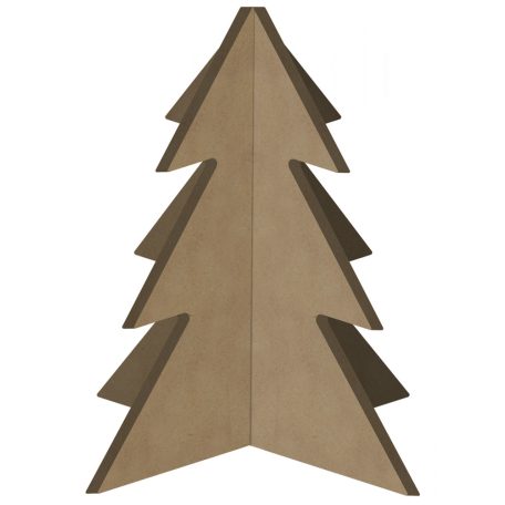Gomille MDF dekoráció 6 mm - Karácsonyfa 3D - Christmas Tree 3D 10x13cm - Wood decoration (1 db)