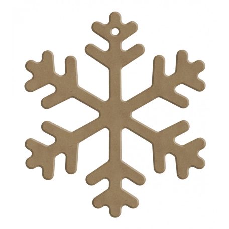 Gomille MDF dekoráció 6 mm - Hópehely - 12x13cm Snowflake (with hole) - Wood decoration (1 db)