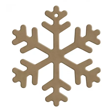 Gomille MDF dekoráció 6 mm - Hópehely - 12x13cm Snowflake (with hole) - Wood decoration (1 db)