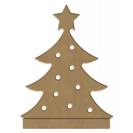 Gomille MDF dekoráció 6 mm - Gyertyatartó karácsonyfa - 12cm Candle Holder Christmas Tree - Wood decoration (1 db)