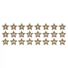   Gomille MDF dekoráció 6 mm / 8x8 cm - 24 csillag adventi kalendárium - 24 Stars Advent Calender - Wood decoration (1 db)