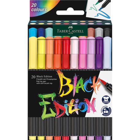 Faber-Castell Színes ecsetfilc készlet - Black Edition - Brush pen (20 db)