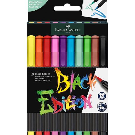  Faber-Castell Színes ecsetfilc készlet - Black Edition - Brush pen (10 db)