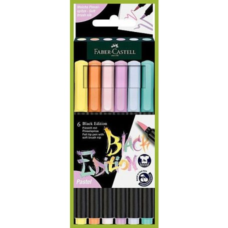 Faber-Castell Színes ecsetfilc készlet - Black Edition - Pastel - Brush pen (6 db)