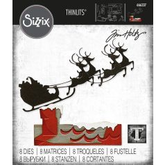   SIZZIX vágósablon 666337 - Reindeer Sleigh - Tim Holtz - Thinlits Die Set  (1 csomag)