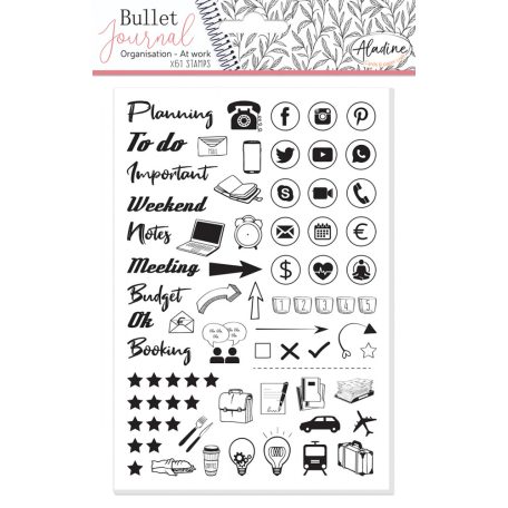 Aladine Gumibélyegző - Office Organization  - Bullet Journal Foam Stamps (1 csomag)