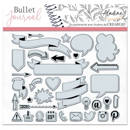 Aladine Szilikonbélyegző - Banners & Icons - Bullet Journal Clear Stamps (1 csomag)