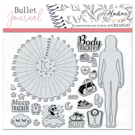 Aladine Szilikonbélyegző - Trackers 2 (English) - Bullet Journal Clear Stamps (1 csomag)