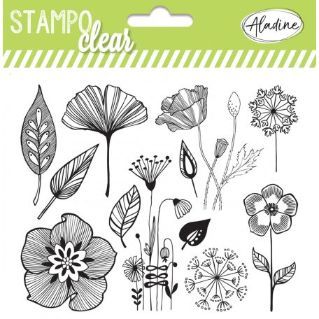 Aladine Szilikonbélyegző - Virágok - Flowers - Clear Stamps (1 csomag)