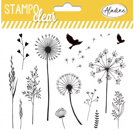 Aladine Szilikonbélyegző - Fű Virágok - Grass Flowers - Clear Stamps (1 csomag)