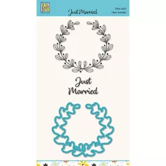   Nellie's Choice Vágósablon + bélyegző - Just Married - Stamp and Die Kit (1 csomag)