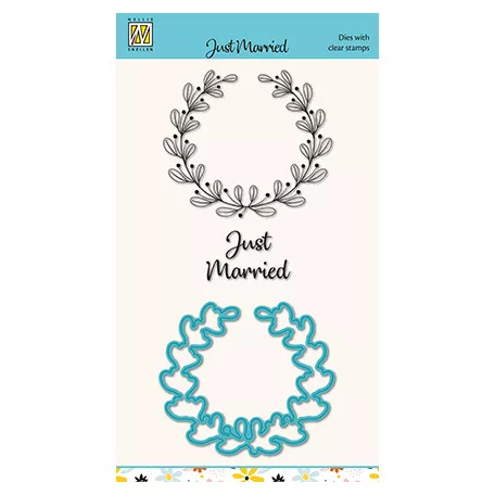 Nellie's Choice Vágósablon + bélyegző - Just Married - Stamp and Die Kit (1 csomag)