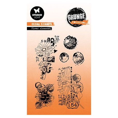 Studio Light Szilikonbélyegző - Flower elements Grunge collection nr.452 - Clear Stamps (1 csomag)