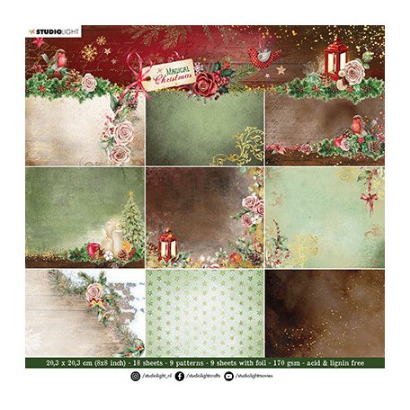 Studio Light Papírkészlet 8" (20 cm) - Backgrounds Magical Christmas nr.103 - Paper Pad (18 ív)