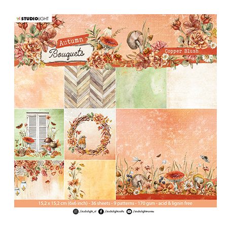Studio Light Scrapbook papírkészlet6" (15 cm) - Copper Blush Autumn Bouquet nr.107 - Paper Pad Blocks (36 csomag)