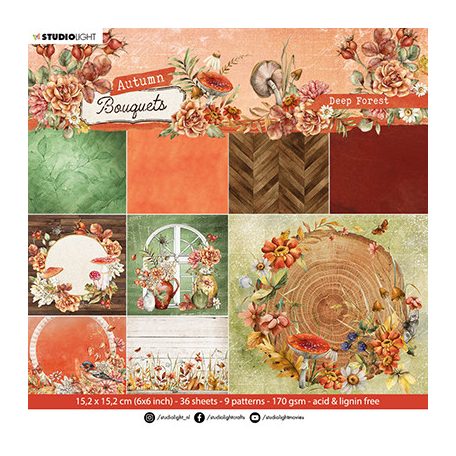 Studio Light Scrapbook papírkészlet6" (15 cm) - Deep tones Autumn Bouquet nr.108 - Paper Pad Blocks (36 csomag)