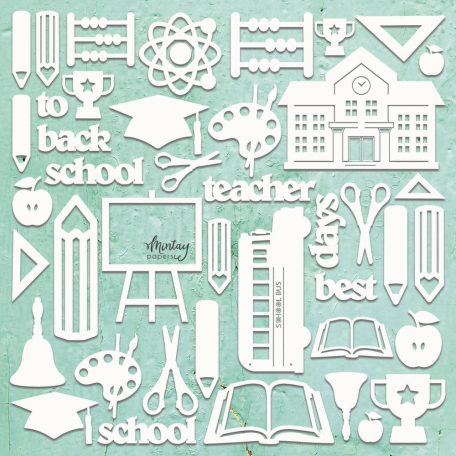 Mintay Papers Chipboard 12" (30 cm) - Decor - School - Mintay Chippies (1 ív)