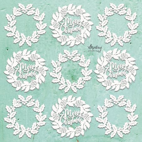 Mintay Papers Chipboard 12" (30 cm) - Decor - Xmas Wreaths - Mintay Chippies (1 ív)