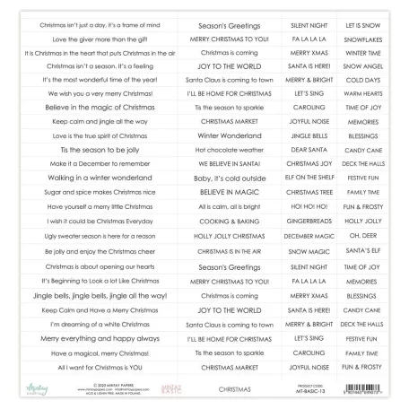 Mintay Papers Kivágóív - Feliratok 12" (30 cm) - Christmas  - Sentiment Paper (1 ív)