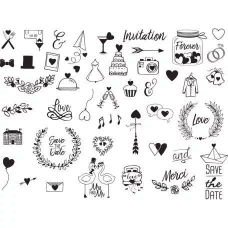 Aladine Dekor gumibélyegző - Wedding - Creative Foam Stamps (1 csomag)