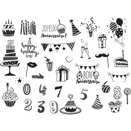 Aladine Dekor gumibélyegző - Birthday 2 - Creative Foam Stamps (1 csomag)