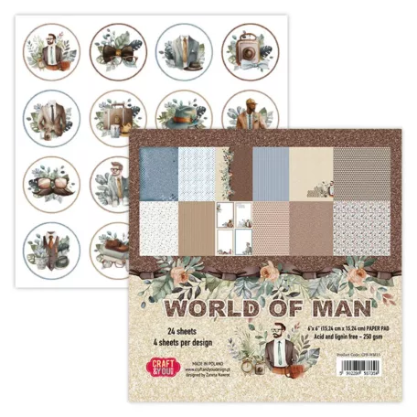 Craft & You Scrapbook papírkészlet 6" (15 cm) - World of Man - Paper Set (1 csomag)