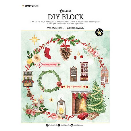 Studio Light Scrapbook kreatív készlet A4 - Christmas Essentials nr.51 - DIY Block (32 lap)