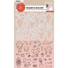   Studio Light Vágósablon + bélyegző - Christmas crew Sweet Stories nr.67 - Stamp and Die Kit (1 csomag)