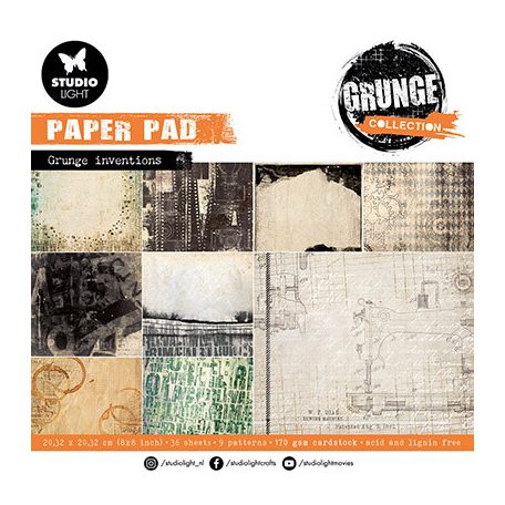 Studio Light Papírkészlet 8" (20 cm) - Grunge papers Grunge Collection nr.110 - Paper Pad (36 ív)