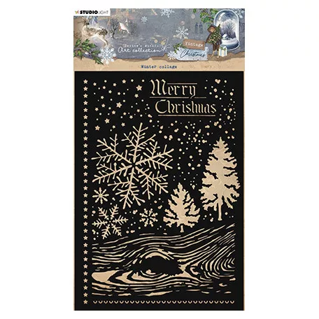 Studio Light Stencil - Winter collage Vintage Christmas nr.241 - Mixed Media Stencils (1 db)