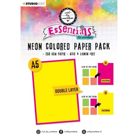 Papírkészlet A5, Neon double layered Essentials nr.105 Art by Marlene/ ABM Paper Pack (20 lap)