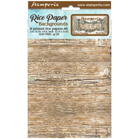 Stamperia Rízspapír készlet A6 - Songs of the Sea - Rice Paper Backgrounds (8 ív)