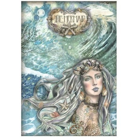 Stamperia Rizspapír A4 - Songs of the Sea - The Mermaid - Rice Paper (1 ív)