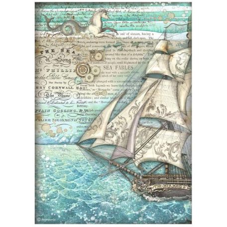 Stamperia Rizspapír A4 - Songs of the Sea - Sailing ship - Rice Paper (1 ív)