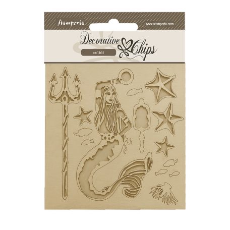 Stamperia Chipboard 14x14 cm - Songs of the Sea - Mermaid - Stamperia Decorative Chips (1 ív)