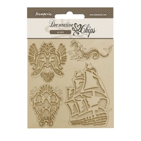 Stamperia Chipboard 14x14 cm - Songs of the Sea - Sailing ship - Stamperia Decorative Chips (1 ív)