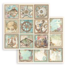   Stamperia Scrapbook papír 12" (30 cm) - Songs of the Sea - Sea tags - Paper Sheets (1 ív)