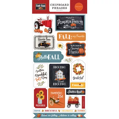 Carta Bella Chipboard 6"X12" - Chipboard Phrases - Fall Fun (1 ív)