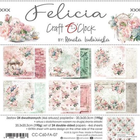 Craft O'Clock Scrapbook papírkészlet 8" (20 cm) - Felicia - Paper Collection Set (1 csomag)