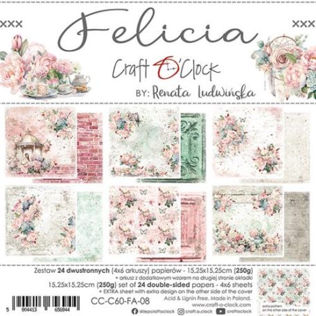 Craft O'Clock Scrapbook papírkészlet 6" (15 cm) - Felicia - Paper Collection Set (1 csomag)
