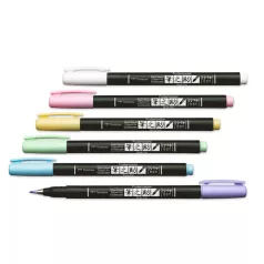   Tombow Fudenosuke Ecsetfilc készlet - Pastel for black paper - Brush Pen Fudenosuke (6 db)