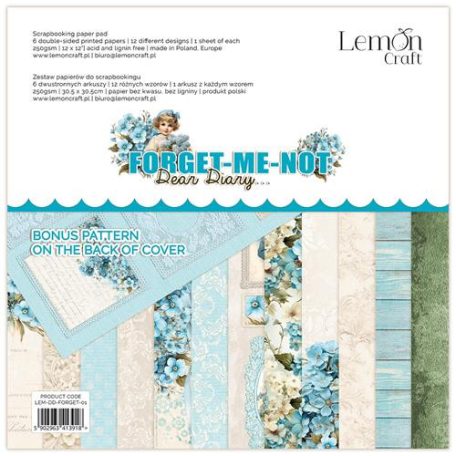 LemonCraft Papírkészlet 12" (30 cm) - Dear Diary - Forget Me Not - Scrapbooking Paper Pad (1 csomag)