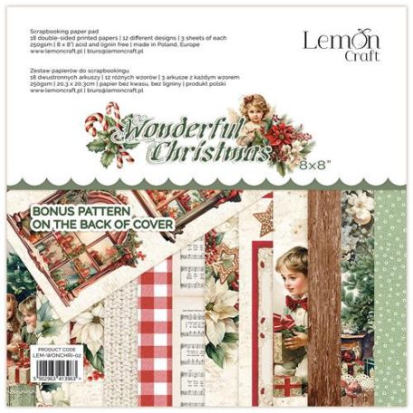 LemonCraft Papírkészlet 8" (20 cm) - Wonderful Christmas - Scrapbooking Paper Pad (1 csomag)