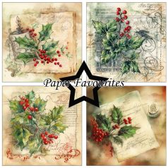   Paper Favourites Scrapbook papírkészlet 6" (15 cm) - Vintage Holly - Paper Pack (24 ív)