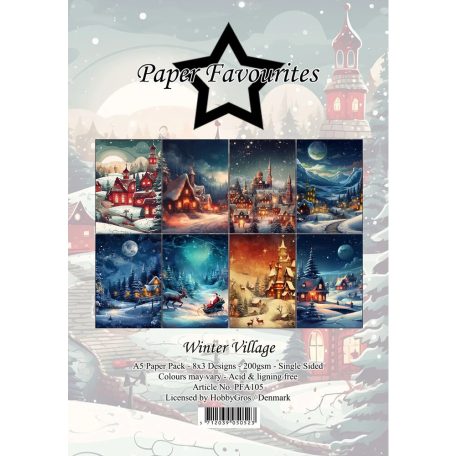 Paper Favourites Scrapbook papírkészlet A5 - Winter Village - Paper Pack (24 ív)